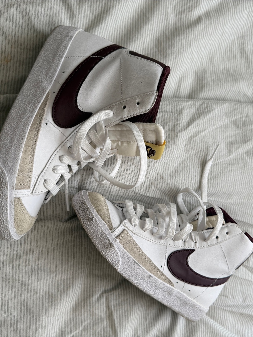Nike High-Top Sneakers in White and Burgundy